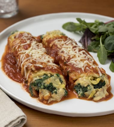 Delicious recipes on campbellsfoodservice.com - chicken and artichoke cannelloni made with campbell’s® healthy request® cream of chicken soup