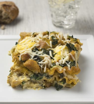 roasted chicken & artichoke lasagna made with kale made with campbells® healthy request® condensed c