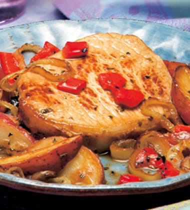 Delicious recipes on campbellsfoodservice.com - pork with roasted peppers & potatoes