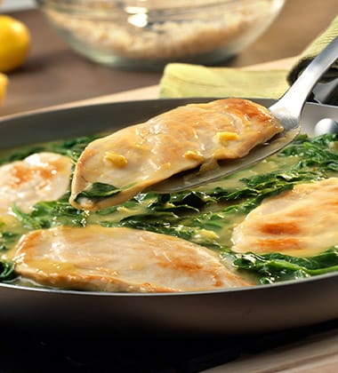 LEMON CHICKEN SCALOPPINI WITH SPINACH