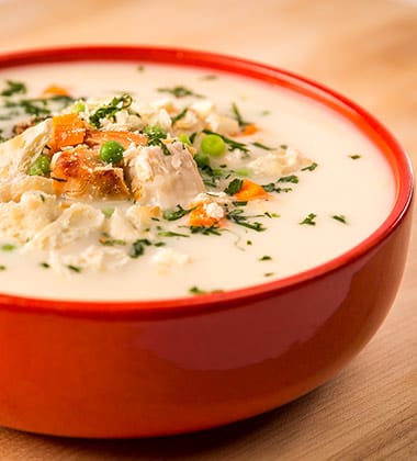 TURKEY POT PIE SOUP WITH CAMPBELL’S® HEALTHY REQUEST® CREAM OF MUSHROOM SOUP