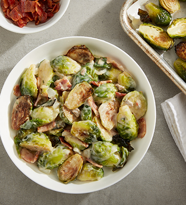 CREAMY BRUSSELS WITH BACON