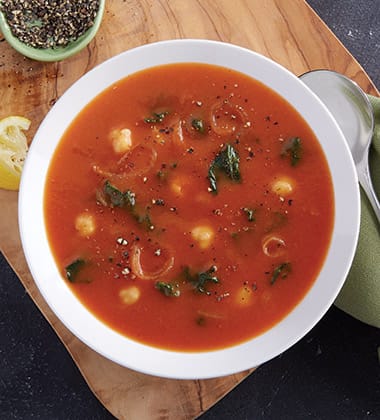 Delicious recipes on campbellsfoodservice.com - tomato chickpea & kale soup made with campbell’s® condensed tomato soup