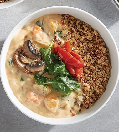 butternut squash, kale & mushroom bowl made with campbell’s® healthy request® cream of mushroom soup featured image