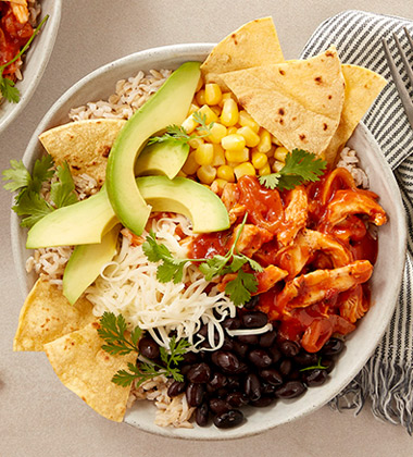 CHICKEN TINGA BOWL MADE WITH CAMPBELL’S® CONDENSED TOMATO SOUP