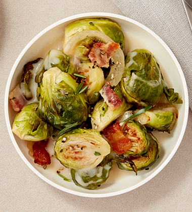 CREAMY BRUSSELS WITH BACON