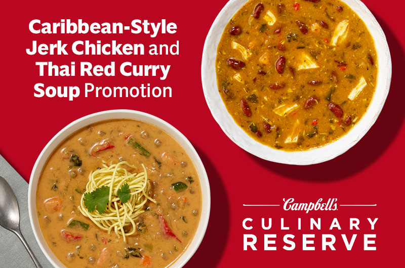 Caribbean-Style Jerk Chicken and Thai Red Curry Soup Promotion featured image