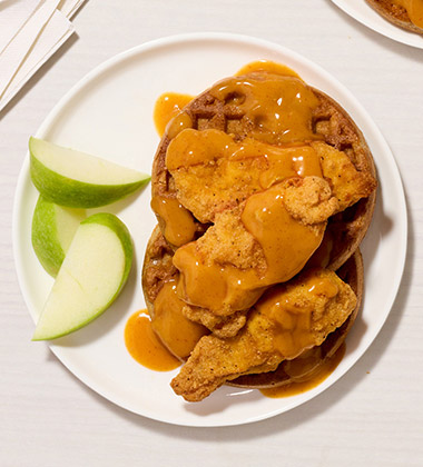 creamy sweet heat chicken & waffles made with campbell’s® classic healthy request® cream of chicken featured image