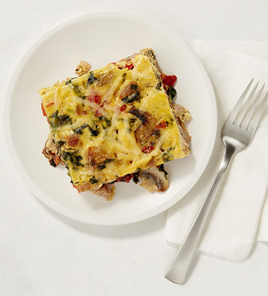 SAVORY CHICKEN & VEGETABLE STRATA MADE WITH CAMPBELL’S® HEALTHY REQUEST® CREAM OF CHICKEN SOUP