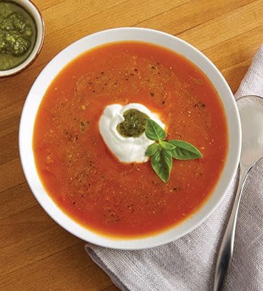 TOMATO BASIL PESTO SOUP MADE WITH CAMPBELL’S® CONDENSED TOMATO SOUP