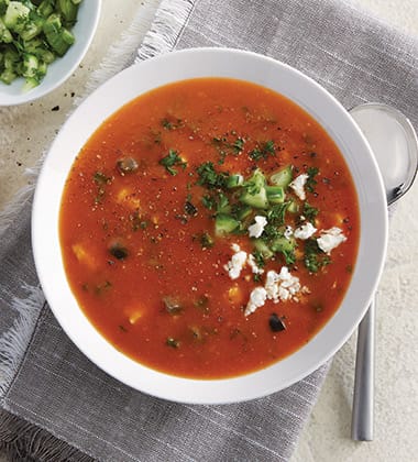 MEDITERRANEAN GREEK TOMATO SOUP MADE WITH CAMPBELL’S® CONDENSED TOMATO SOUP