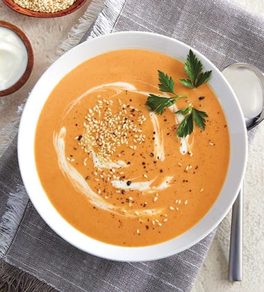TOMATO SOUP WITH TOASTED SESAME & YOGURT MADE WITH CAMPBELL’S® CONDENSED TOMATO SOUP