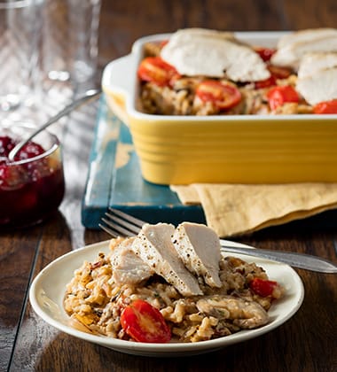 CHICKEN & RICE PILAF MADE WITH CAMPBELL’S® CREAM OF MUSHROOM SOUP