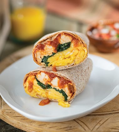 BREAKFAST BURRITO MADE WITH V8® SPICY HOT 100% VEGETABLE JUICE