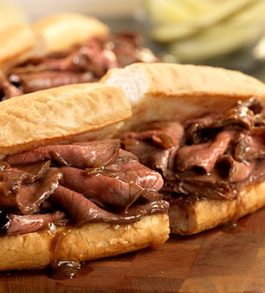 HOT ROAST BEEF SANDWICH MADE WITH CAMPBELL’S® BROWN GRAVY