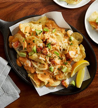 LOBSTER NACHOS MADE WITH CAMPBELL’S® RESERVE LOBSTER BISQUE WITH SHERRY