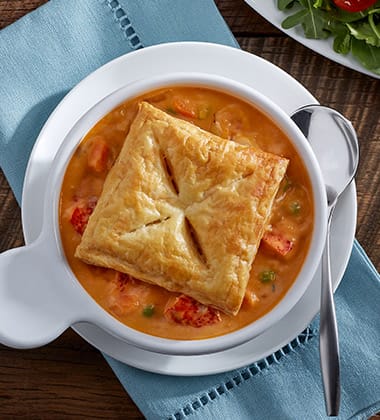 LOBSTER POT PIE MADE WITH CAMPBELL’S® RESERVE LOBSTER BISQUE WITH SHERRY