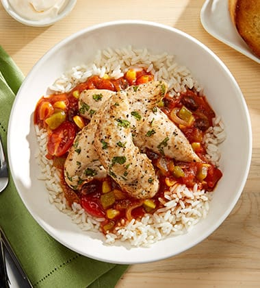 SOUTHWEST CHIPOTLE CHICKEN MADE WITH CAMPBELL’S® SIGNATURE REDUCED SODIUM TOMATO BASIL