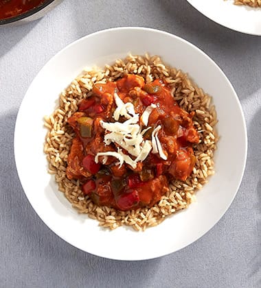 unstuffed pepper bowl made with campbell’s ®healthy request® tomato soup featured image