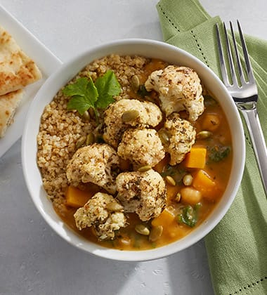 ZA’ATAR ROASTED CAULIFLOWER BOWL MADE WITH CAMPBELL’S® SIGNATURE HARVEST BUTTERNUT SQUASH