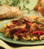 BEEF AND VEGETABLES OVER NOODLES