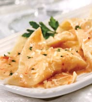 CRAB RAVIOLI IN CREAMY TOMATO SAUCE